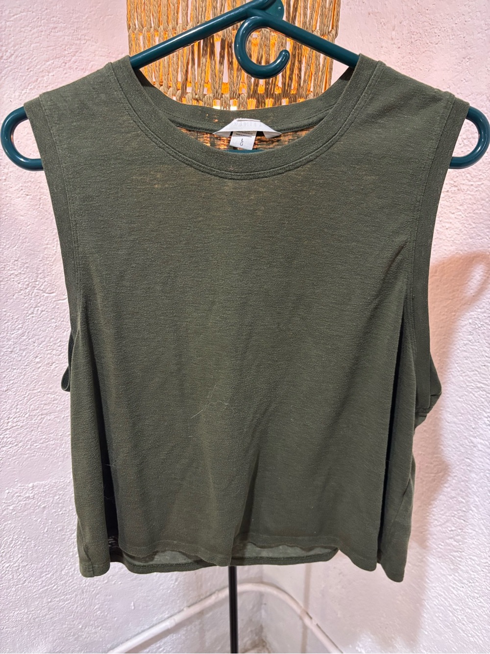 Athleta Olive Sleeveless Cropped Tank Top
